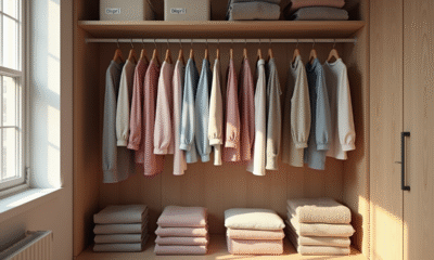 Armoire bien rangee avec vetements couleurs coordonnees