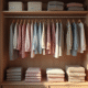 Armoire bien rangee avec vetements couleurs coordonnees