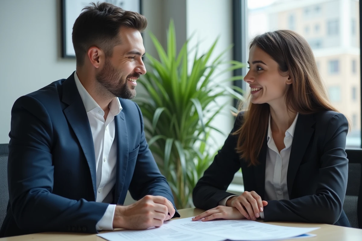 Conseiller financier expliquant des options de prêt immobilier