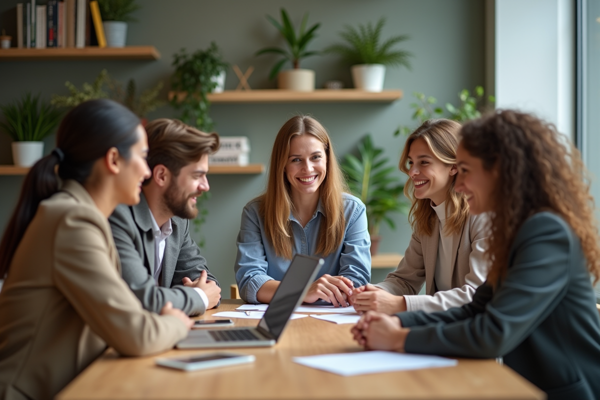 Groupe de jeunes professionnels en réunion de travail