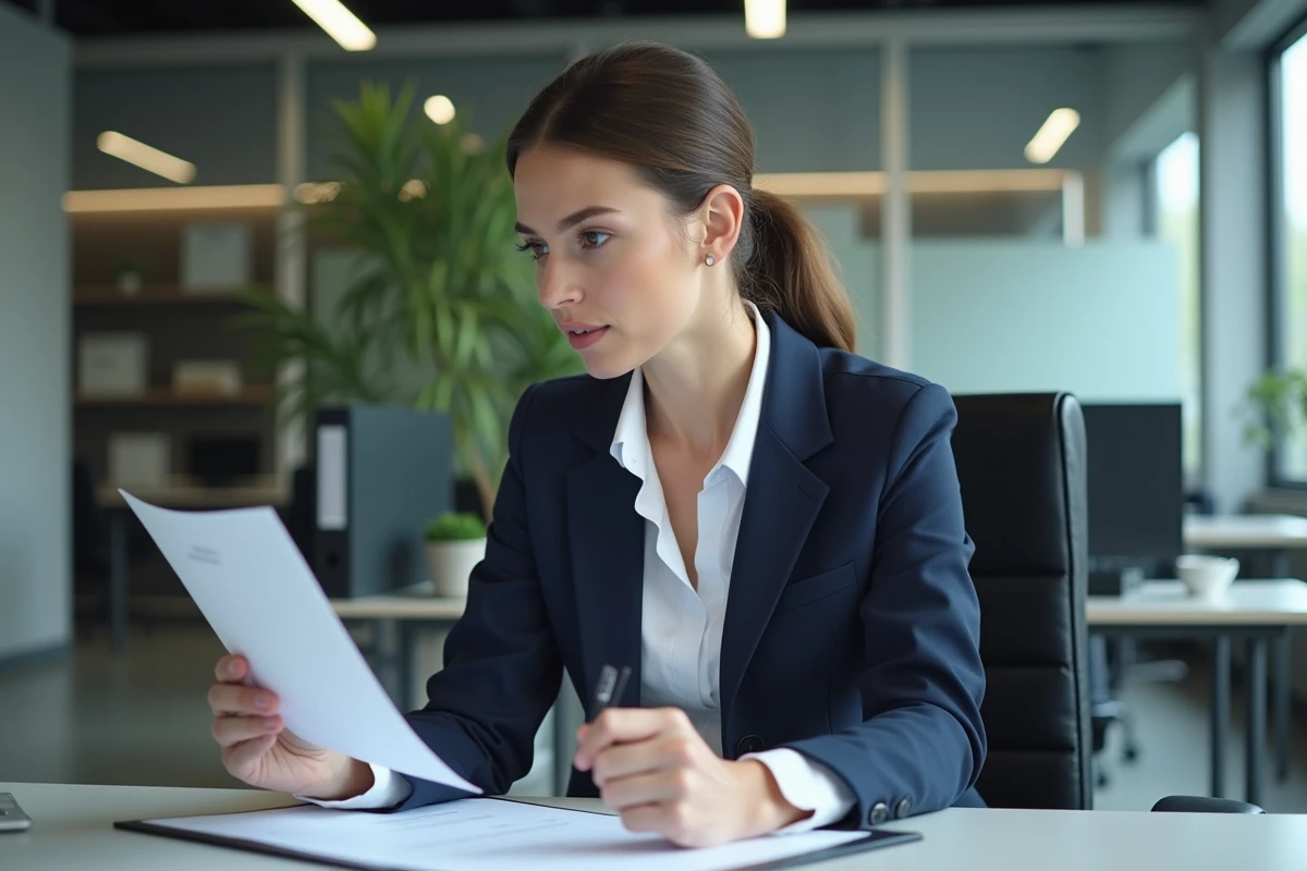 Femme d affaires en costume dans un bureau moderne