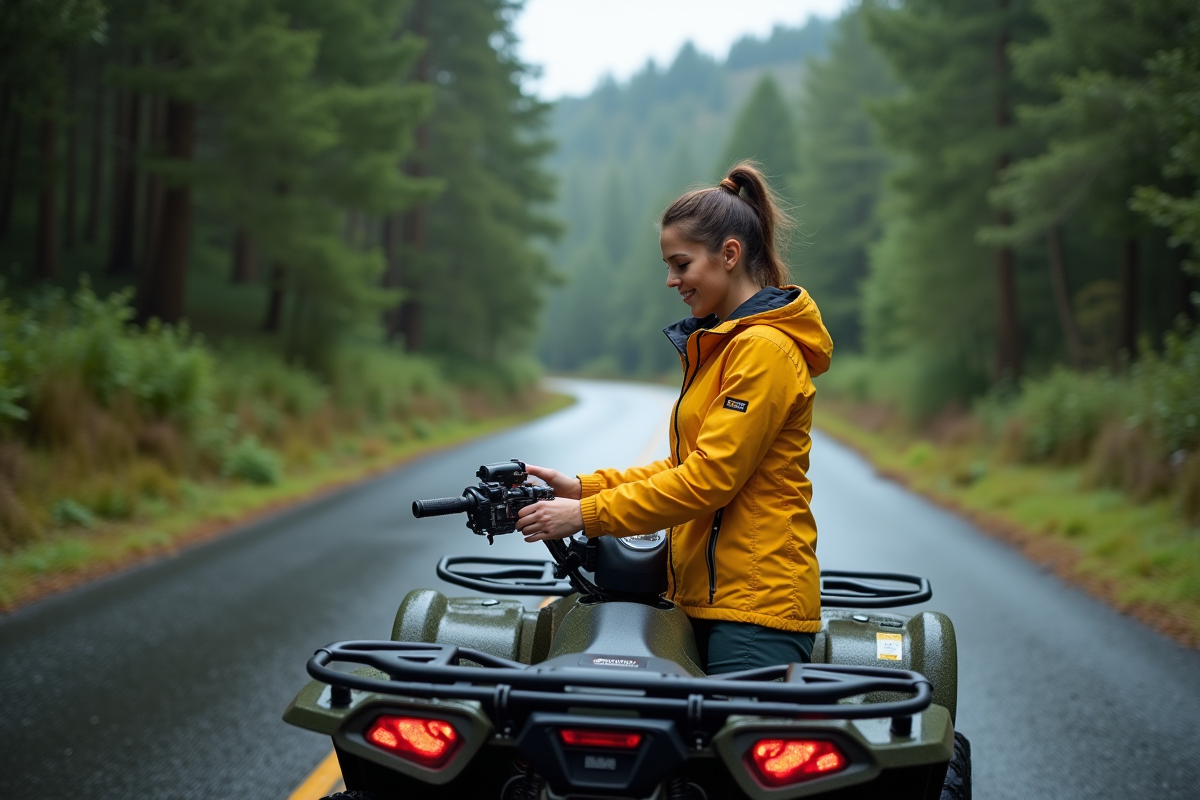 Femme inspectant le tableau de bord d