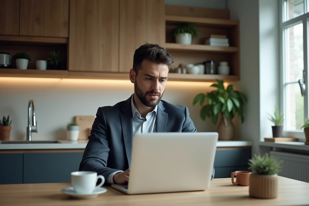Homme en tenue décontractée travaillant à un bureau moderne