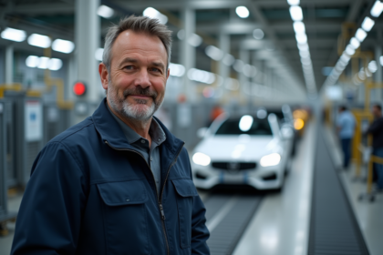 Ingénieur automobile homme en usine moderne
