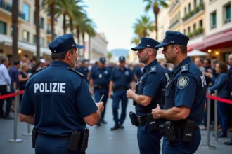 Policiers français en action sur la Croisette à Cannes