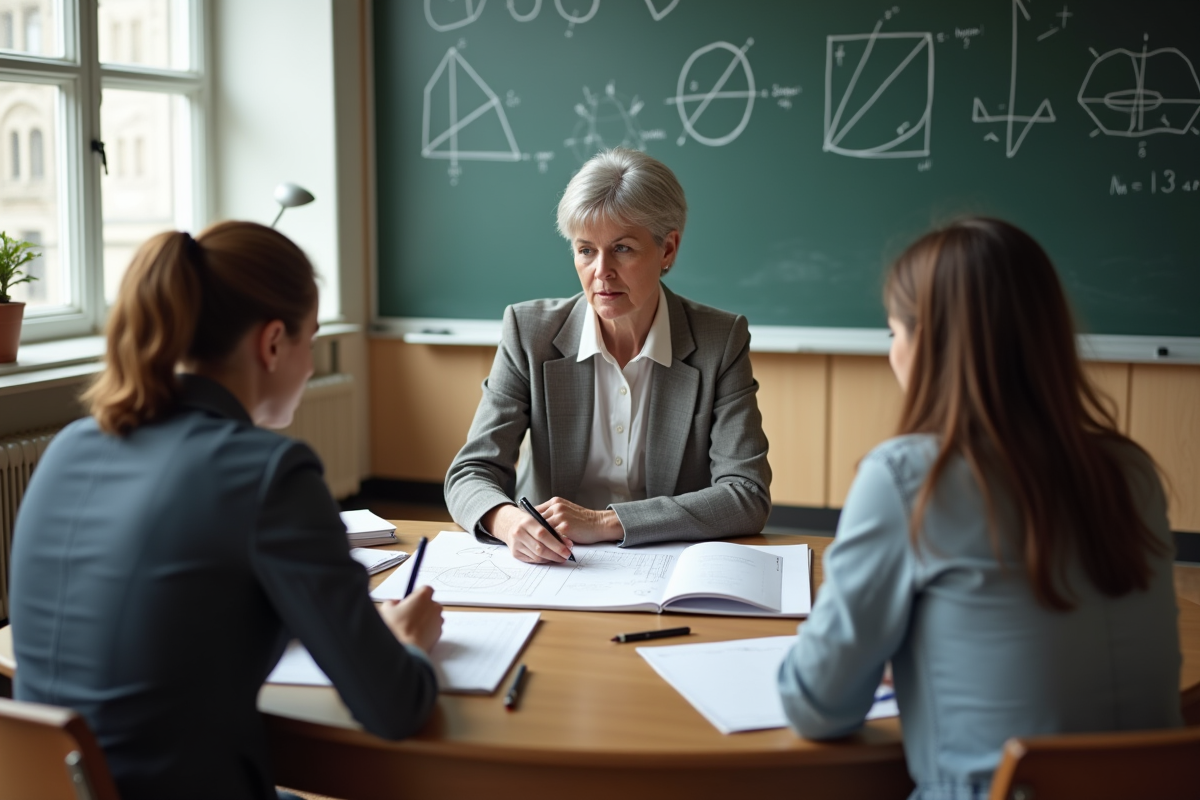 Professeure de maths expliquant Thales à ses élèves